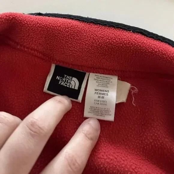 The North Face Women's Polartec Half Zip Fleece Pullover-Red/Black - Picture 5 of 14